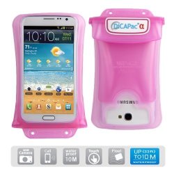 Dicapac Waterproof Case For Htc One LG G Motorola Nokia Lumia Samsung Galaxy Note & Sony Xperia Cell Phones Smartphones Up To 5.7" Pink