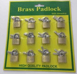 Brass Padlock 12PCS Pack Size 20MM