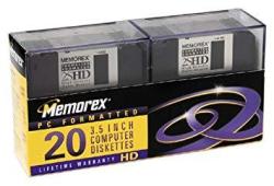 Memorex 32103672 3.5" Floppy Disk MF2HD Ibm Formatted Black 20-PACK