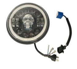 Rgb 3D Skull 18CM Diameter LED Motorcycle Headlight & Drl With 22" Fram