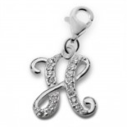 A1-C13656 - 925 Sterling Silver A-z Initial Letter Charm Dangle - N