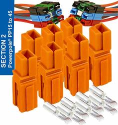 15AMP Anderson Powerpole Connectors PP15 To 45 Orange W 16-20 Awg Heavy Duty Contact 30A 600V Pack Of 7