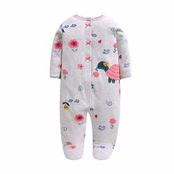 Phoebe Cat Baby Girls Sleeper Pajamas Button Front Non-slip Footed Sleeper 100% Organic Cotton Pjs