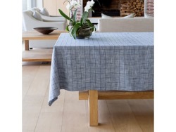 Linen House Navy Oxford Grid Tablecloth 8-SEATER