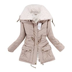 Aro Lora Women's Winter Warm Faux Lamb Wool Coat Parka Cotton Outwear Jacket Us Medium Khaki