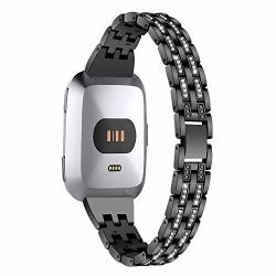 For Fitbit Versa 2 Watch Bracelet Boens Stainless Steel Watchband Replacement Lady Watch Strap Accessory For Fitbit Versa Lite versa versa 2 Black