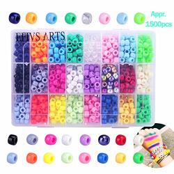 Efivs Arts Giant Crayon Bead Box 24 Color Pony Beads Kandi Beads For Diy Jewelry Making - Approximately 1500PCS 6 X 9 Mm