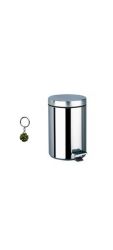 Silver Cylindrical Step-on 5LITRE Stainless Steel Bin And Tiny Keyholder