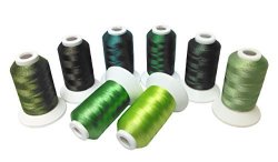 8 Same Color Shade Polyester Embroidery Machine Thread For Janome Brother Pfaff Bernina Babylock Singer Husqvarna Machines Green