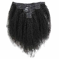 Afro Kinky Curly Hair Extensions Clip Ins For Black Women Human Hair Double Weft Brazilian Virgin Hair Top Grade 7A 7PC SET 14" 100G Natural Black