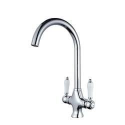 Faucet Double Handles Kitchen Sink Taps Brass Mixer Chrome Swivel Spout With Kitchen Mixer Tap Brushed Chrome