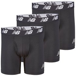 New Balance Men's 6" Boxer Brief Fly Front With Pouch 3-PACK Black black black Medium