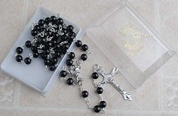 6MM First Communion Plastic Pearl Rosary With Silver Pin And Chain