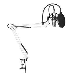 Neewer Professional Studio Broadcasting Recording Condenser Microphone Kit - White+white+black