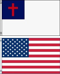Mission Flags 3X5 Ft. Us American And Christian Polyester Flags