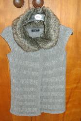 Miladys Button Up Knitwear With Faux Fur Collar