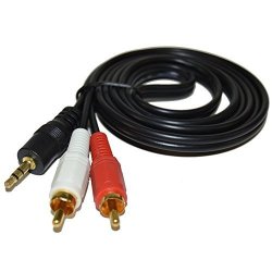 Hqrp Stereo Rca To 3.5MM Audio Cable For Bluesound VAULT-2 NODE-2 Music Player MINI Plug Cord Y-splitter 5FT + Hqrp Coaster