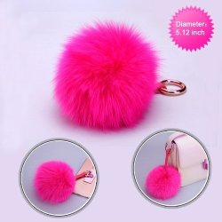 Cellphone Charm-hot Pink Fox Fur Pom-pom Large - Wp For Apple The New Ipad Apple Iphone 4S 4 Apple Ipad 2 Apple Ipod Touch 4TH