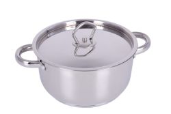 Saphire Silver Stainless Steel Casserole With Lid - 24CM