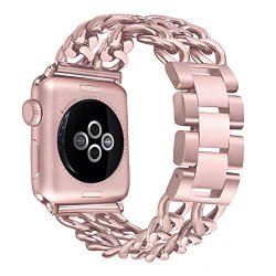 Secbolt Stainless Steel Bands For Apple Watch 42MM Iwatch Strap Chain Replacement Wristband For Apple Watch Nike+ Series 3 Series 2 Series 1 Sport Edition Rose Gold