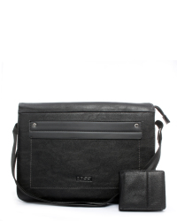 Bossi Black Wallet & Laptop Bag Set