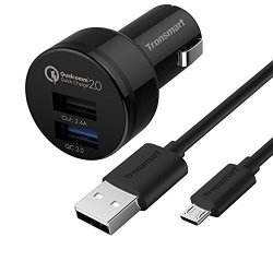 Dual USB QC2 18W Car Charger Kit Works With Oneplus 3T 64GB + Turbo Speed Microusb Cable Ul Certified