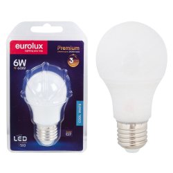 Eurolux - LED - A50 - Globe - Opal - E27 - 6W - Cool White