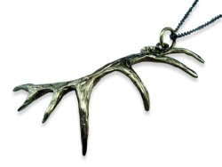 Moon Raven Designs Elk Antler Pendant Necklace - Solid Cast Antler Necklace In Bronze Or Silver White Bronze - Hangs On A 24 Inch Chain Bronze