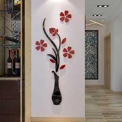 3D Vase Wall Murals For Living Room Bedroom Sofa Backdrop Tv Wall Background Originality Stickers Gift Diy Wall Decal Wall Decor Wall Decorations Red
