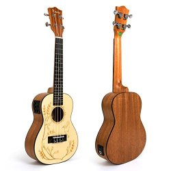 Kmise Soild Spruce Ukulele 24 Electric Acoustic Concert Ukelele Uke Hawaii Guitar