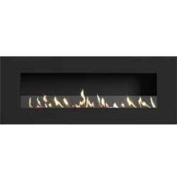 Panorama Wallart Flueless Gas Fireplace Black - Black 1100MM