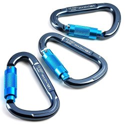Locking Carabiners 3PCS 25KN Screw Twist Aluminum Lock Carabiner D-ring Screw Buckle For Climbing Belaying Rappelling Rescue Camping Hiking Yoga Hammock Fishing And Outdoor