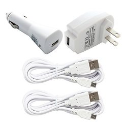 4 PC Fenzer White USB Home Wall Auto Car Data Sync 6 Ft Charger Cable For Samsung Rugby 4 Galaxy S6 GS6 Edge