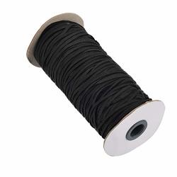 Bluecell Black Braided Flat Elastic Band elastic Cord Bungee durable Stretch Knit Elastic Spool 120-YARDS Length 1 8" Wide 3MM Black