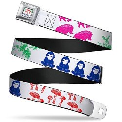 Buckle-down Seatbelt Belt - The Hobbit Silhouettes Balin mushrooms hummingbirds boars leaves White multi Color - 1.0" Wide - 20-36 Inches In Length