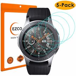 Ezco 5-PACK Compatible Samsung Galaxy Watch 46MM 42MM Screen Protector Waterproof Tempered Glass Screen Protector Cover Saver Compatible Galaxy Watch Scratch Resist 99.9% Clear HD Anti-bubble