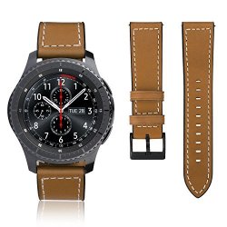 Gear S3 Frontier Classic Watch Band Sparin Genuine Leather Replacement Watchband For Samsung S3 Frontier Classic Smart Watch Brown