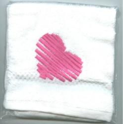 White Facecloth Pink Heart