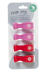 All4ella - 4 Pack Pram Pegs Pink red Baby Shower Gift