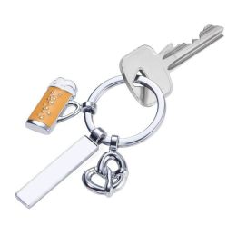 Keyring: Beerfest With Pretzel Beer And Personalisable Blank Charms