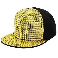 Naimo Adjustable Metallic Baseball Snapback Cap Hip-hop Hats Funky Dance Club Costume Gold