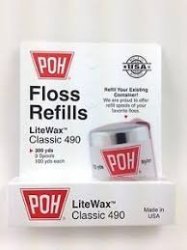 Oral Health Products, Inc. Poh Floss Refills Litewax Classic 490 300YDS 3 Spools 100YDS Each 3 Pack