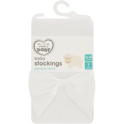 Made 4 Baby Girls White Ribbed Stockings With Bow 12-18M