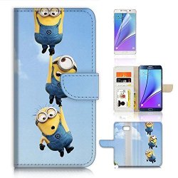 For Samsung Note 5 Flip Wallet Case Cover & Screen Protector Bundle A20476 Minion