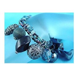 Bracelet Dark Blue Beads Stretch