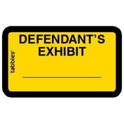 Tabbies Exhibit Labels Defendant's Exhibit Yellow 1-5 8" X 1" 252 Labels Per Package