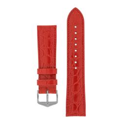 Crocograin Crocodile Embossed Leather Watch Strap In Red - 16MM Gold