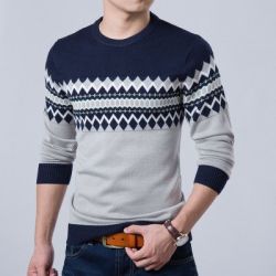 A w Top Quality Men Slim Fit Sweater - Navy L