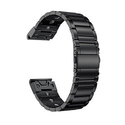 Ldfas Fenix 5X Band Magnetic Therapy Quick Release Easy Fit 26MM Stainless Steel Metal Bands For Garmin Fenix 5X 3 3HR Smartwatch Black