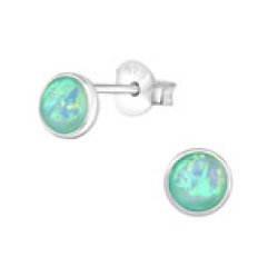 C433-C32037 - 925 Sterling Silver Mint Opal Ear Stud Earings 5MM